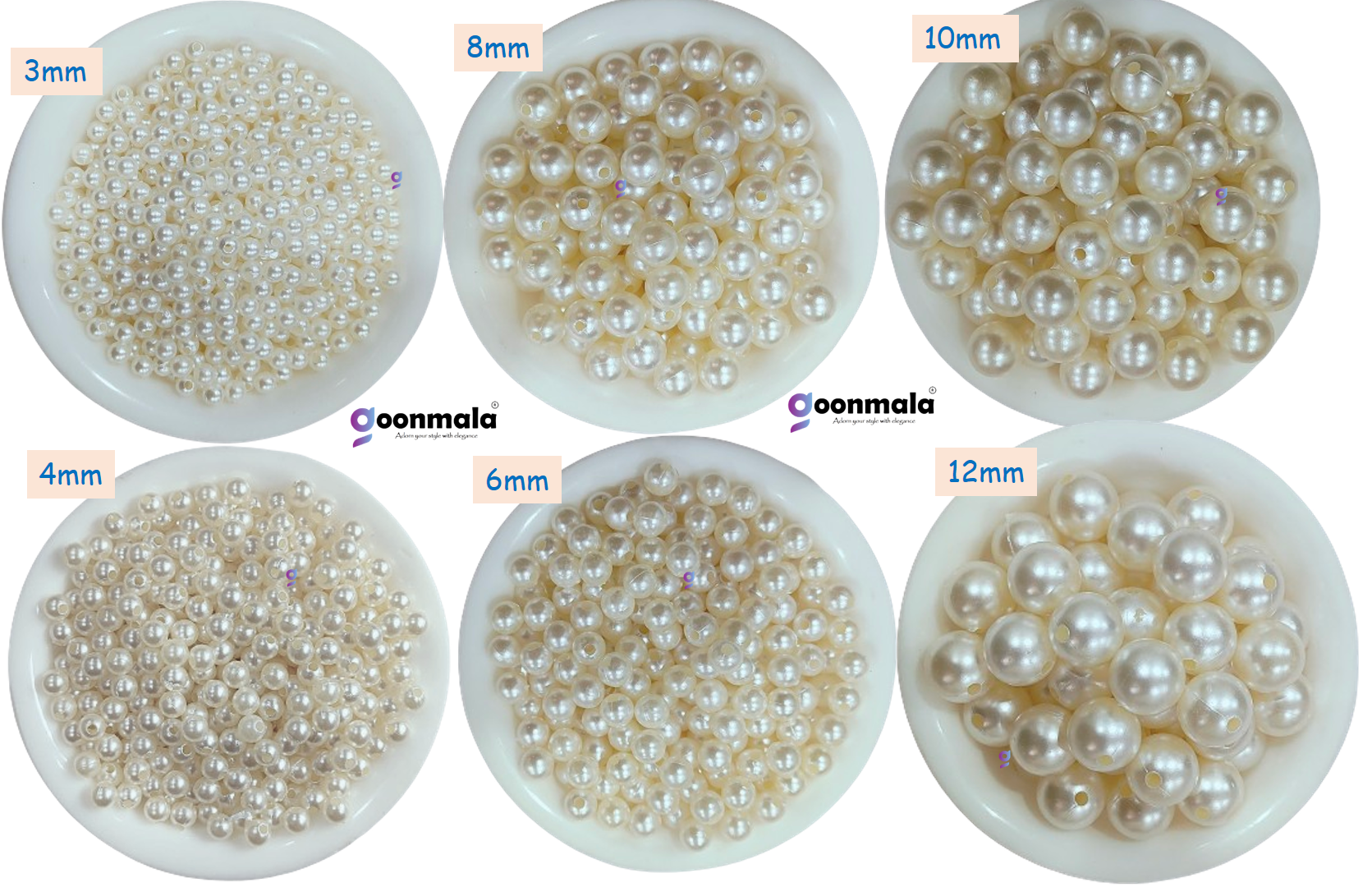 Pearl Beads for Craft, works, 3 to 12mm, 1575 pc - Image 2