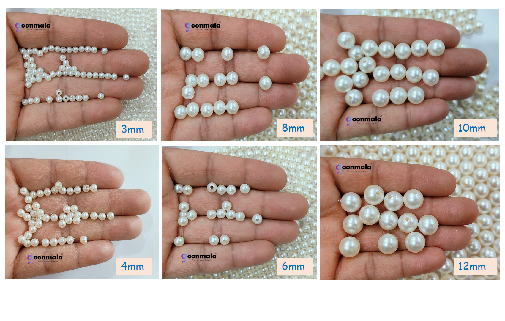 Pearl Beads for Craft, works, 3 to 12mm, 1575 pc - Image 3