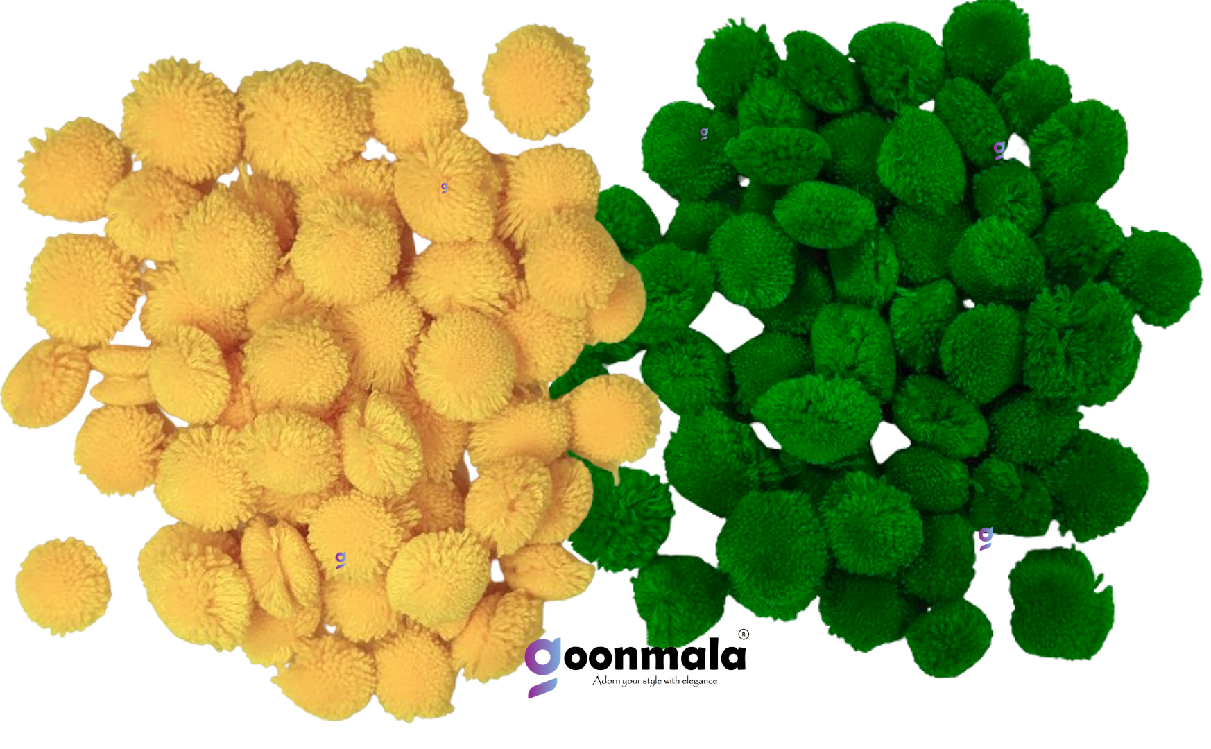 Pom Pom Balls small sizes for Arts, Craft and Handicrafts woollen 100 pieces each, Yellow & Green