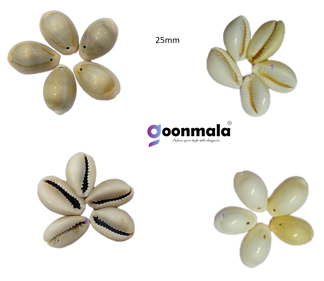 Natural Sea Shell Cowrie Work Grey & White colour 24mm 100 pc each - Image 3