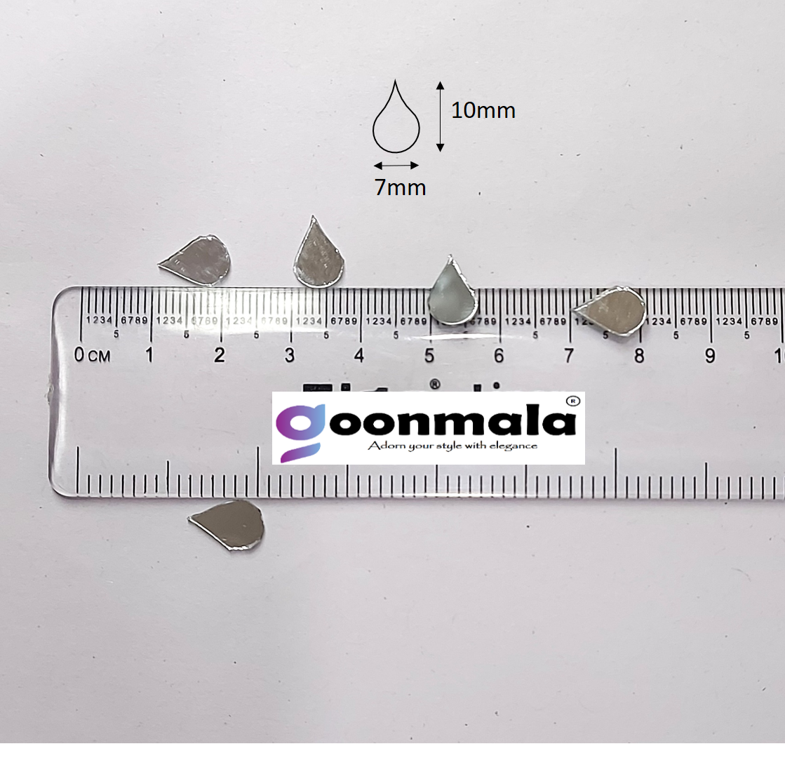 Mirror beads For Jewellery Making, Craft Work and Lippan Art Work, Silver Drop shape - Image 4