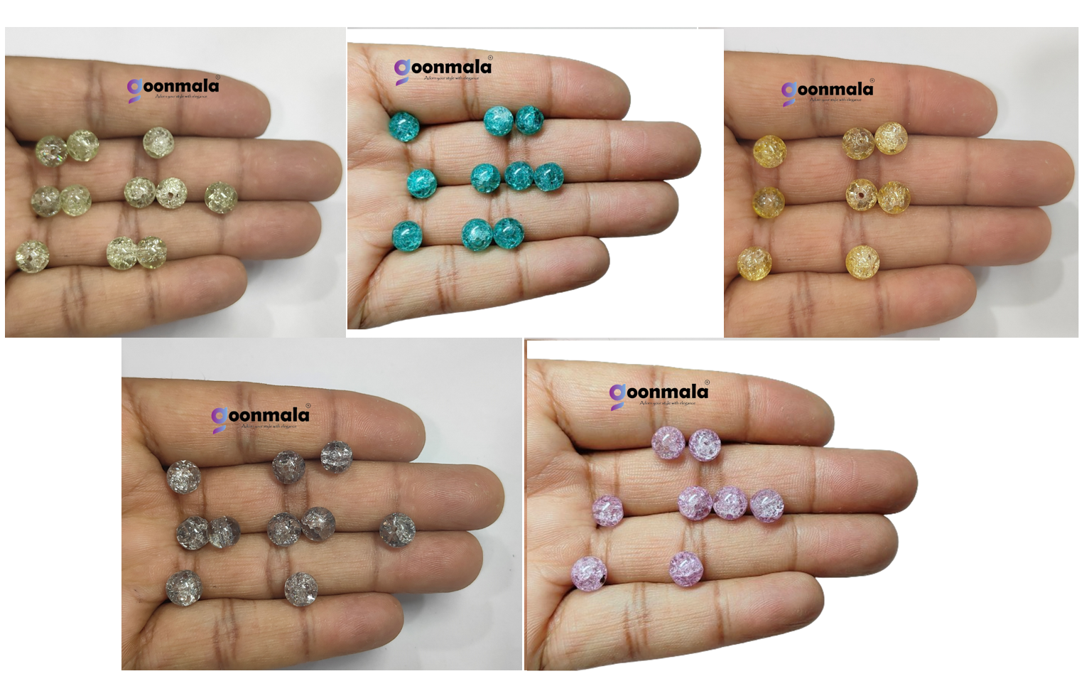 Crackle glass beads for bracelet, Rakhi, Jewellery making 8mm multicolour 5x50 pieces - Image 3
