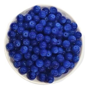 Glass beads for bracelet, Rakhi, Jewellery making 8mm ,Blue 100 pieces