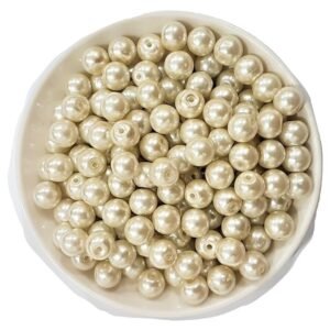 Glass beads for bracelet, Rakhi, Jewellery making 8mm ,Pearl 100 pieces