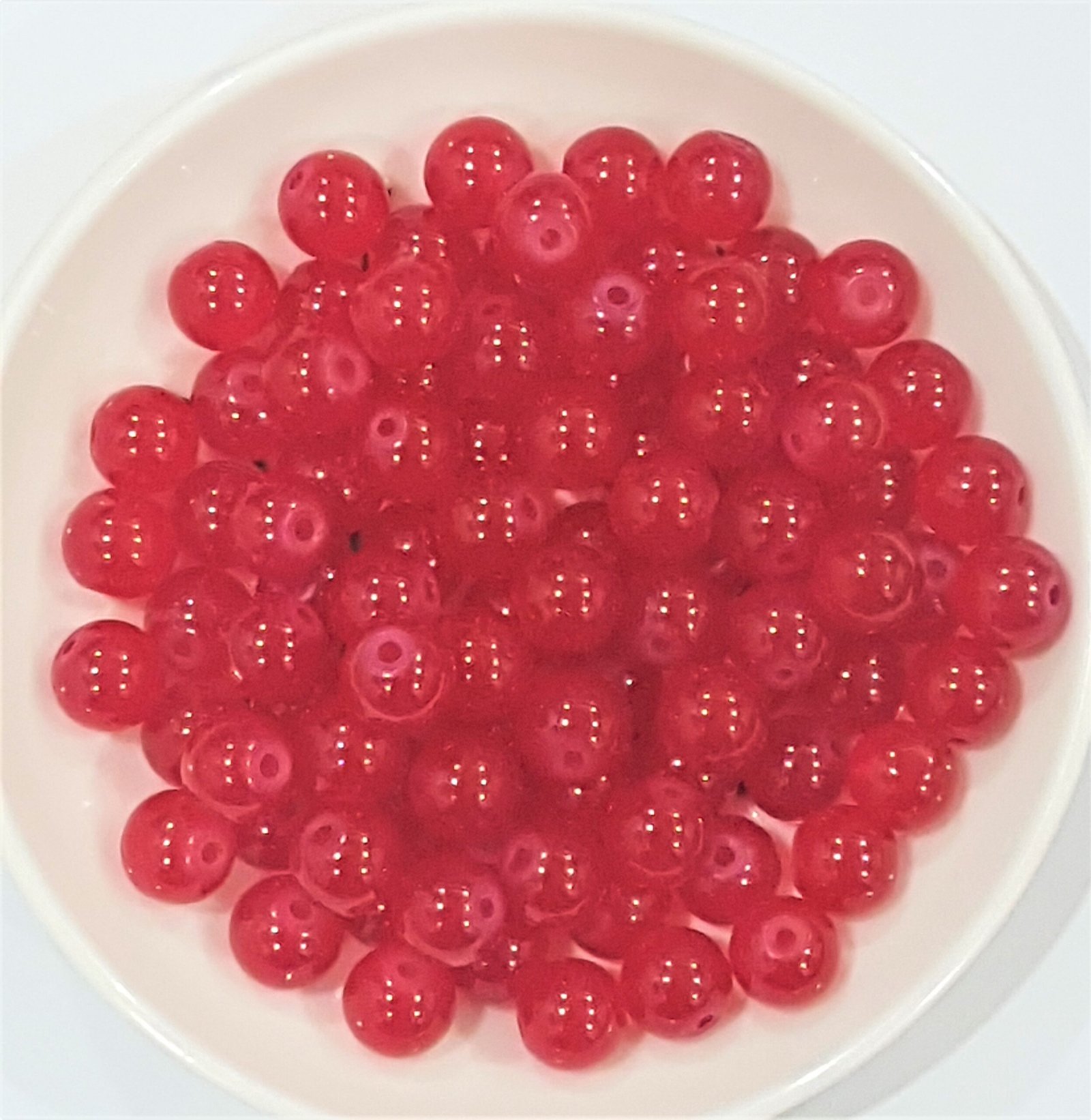 Glass beads for bracelet, Rakhi, Jewellery making, 8mm ,Red, 100 pieces