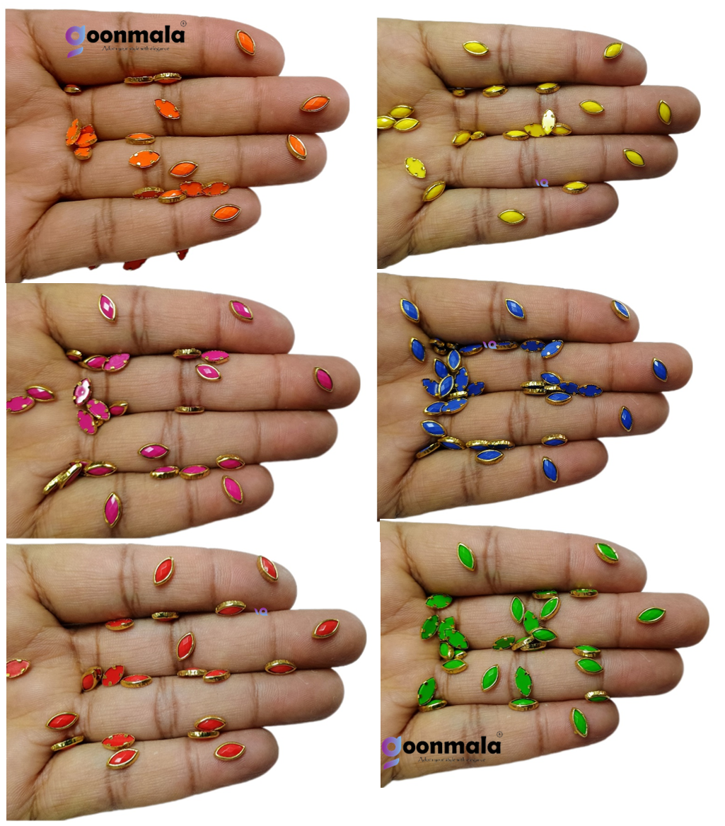 Kundan stone For Jewellery making, Bangles Embroidery Craft & Cloth Works, Plastic Eye Kundan 4x8mm, 6x100 pieces - Image 2