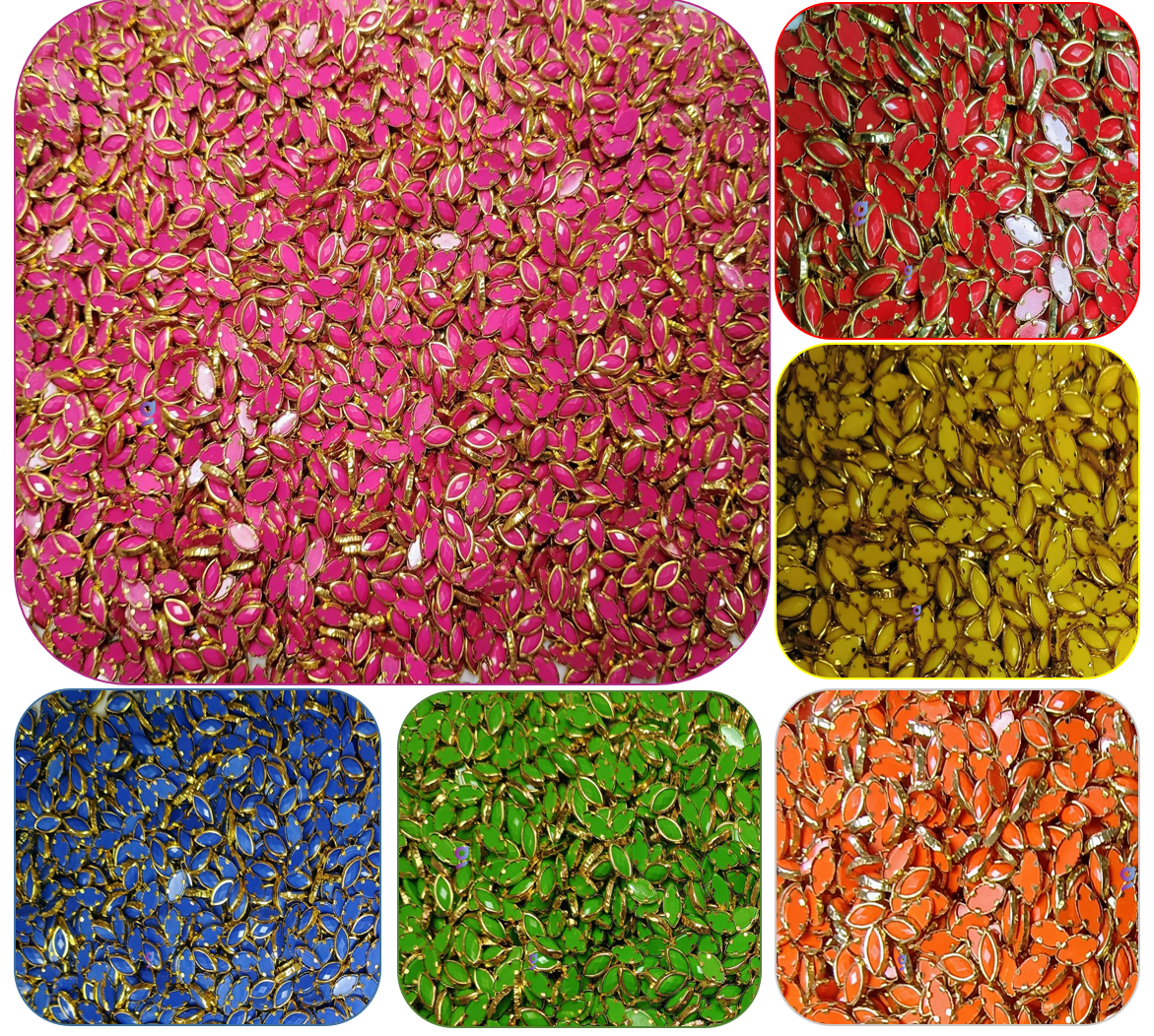 Kundan stone For Jewellery making, Bangles Embroidery Craft & Cloth Works, Plastic Eye Kundan 4x8mm, 6x100 pieces