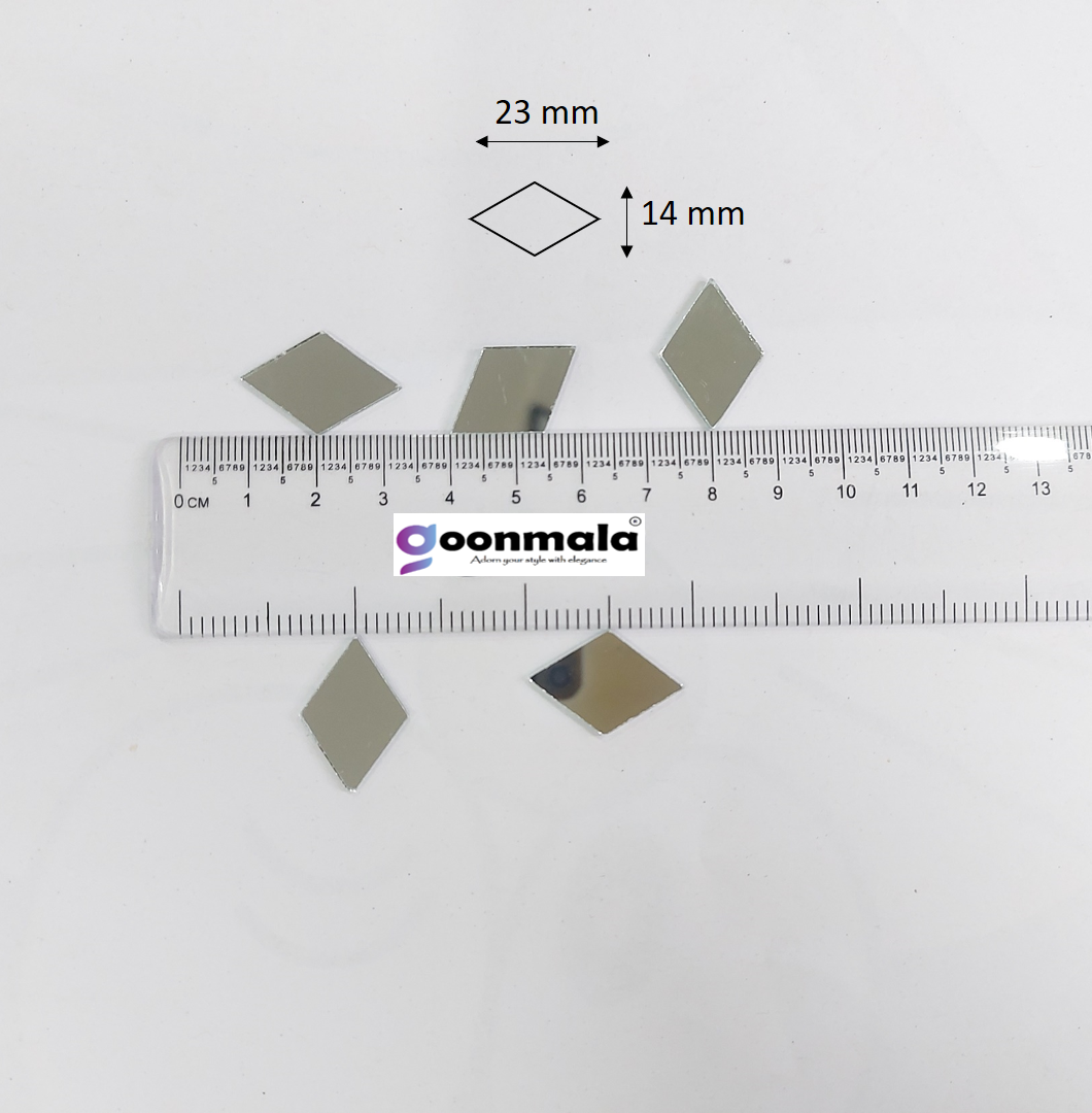 Mirror beads For Jewellery Making, Craft Work and Lippan Art Work, Silver Burfi /Diamond - Image 4