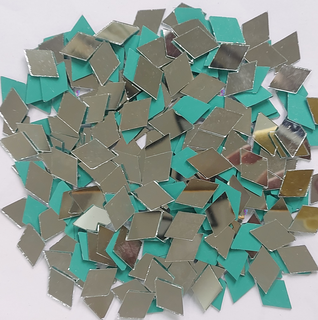 Mirror beads For Jewellery Making, Craft Work and Lippan Art Work, Silver Burfi /Diamond