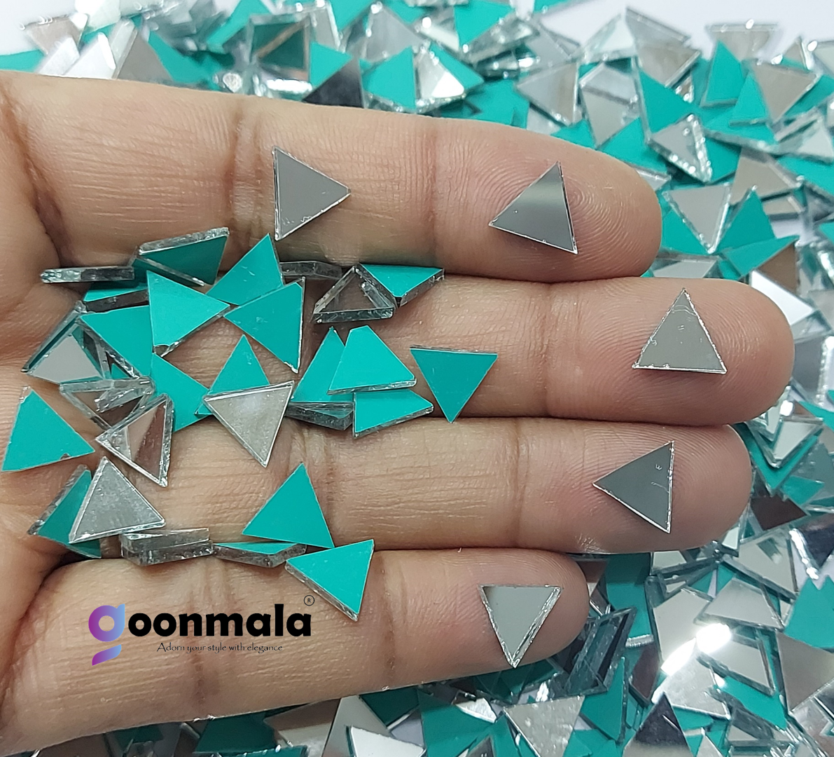 Mirror beads For Jewellery Making, Craft Work and Lippan Art Work, Silver Triangle shape - Image 4