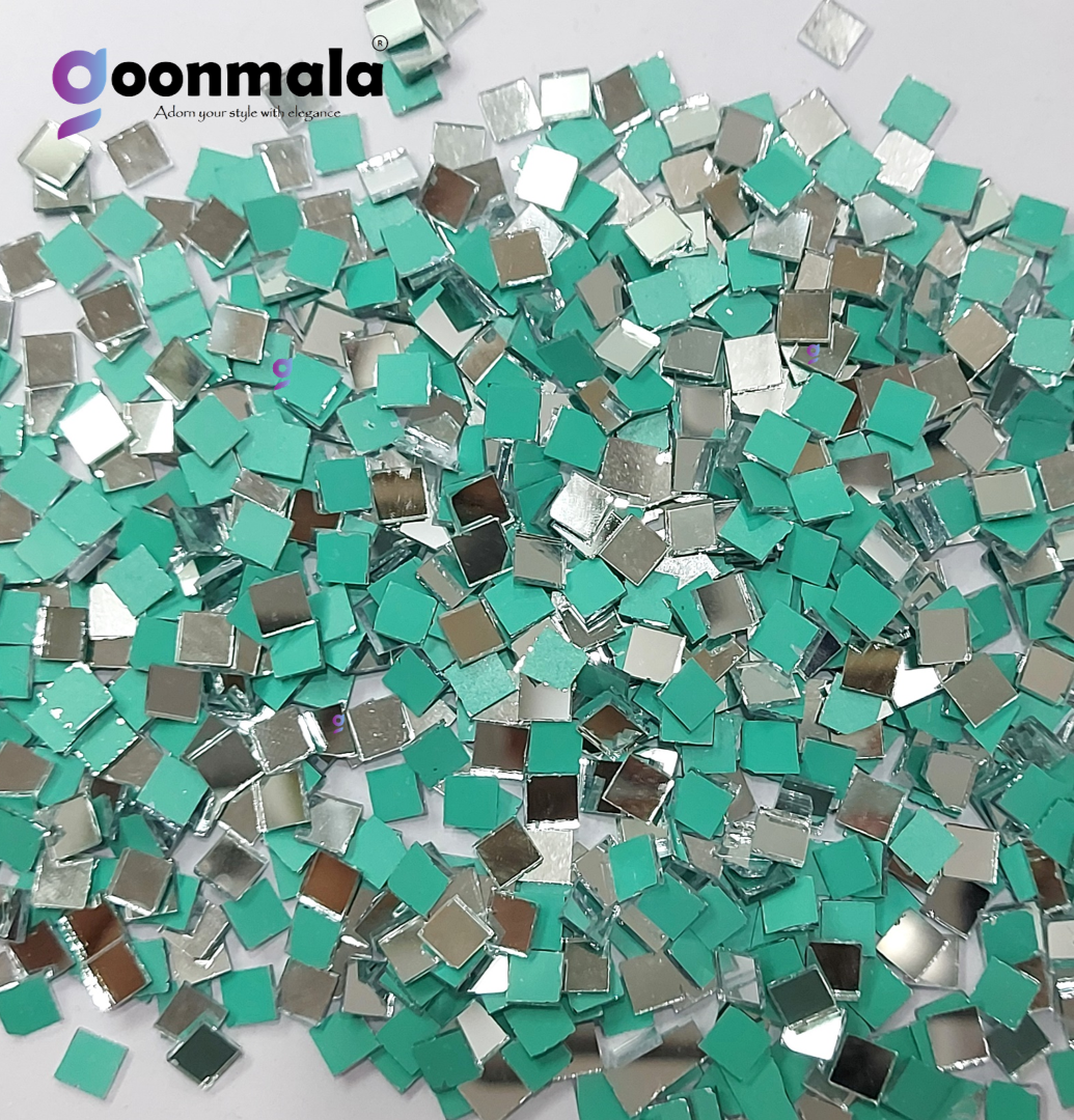 Mirror beads For Jewellery Making, Craft Work and Lippan Art Work, Silver Square - Image 4