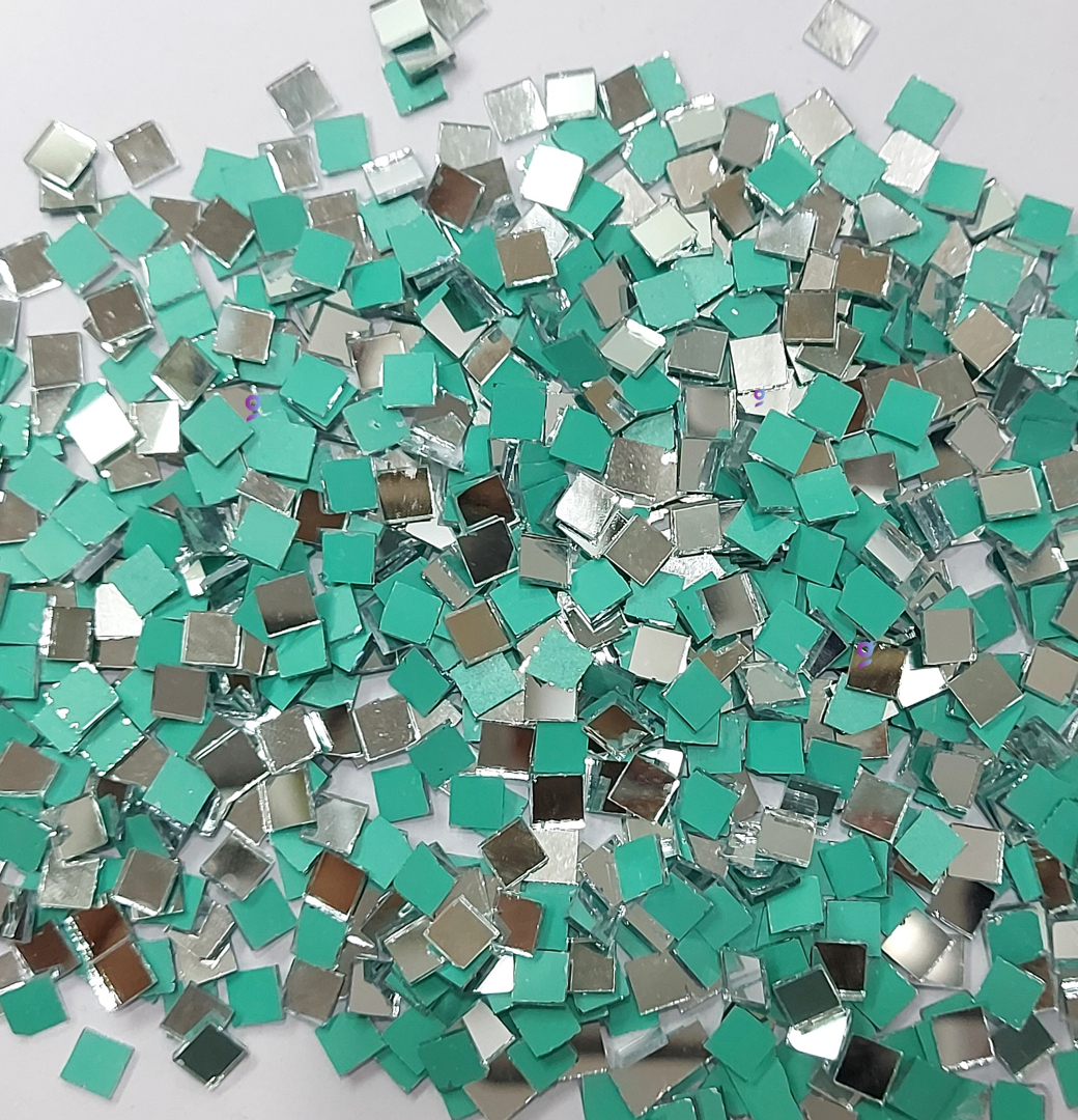 Mirror beads For Jewellery Making, Craft Work and Lippan Art Work, Silver Square
