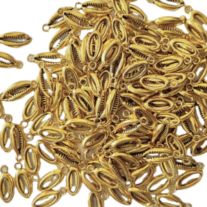 Golden Colour Artificial (Plastic) kodi/Cowrie with ring for Craft, Jewllery, Bracelet, Rakhi, Embroidery Work 200 Piece