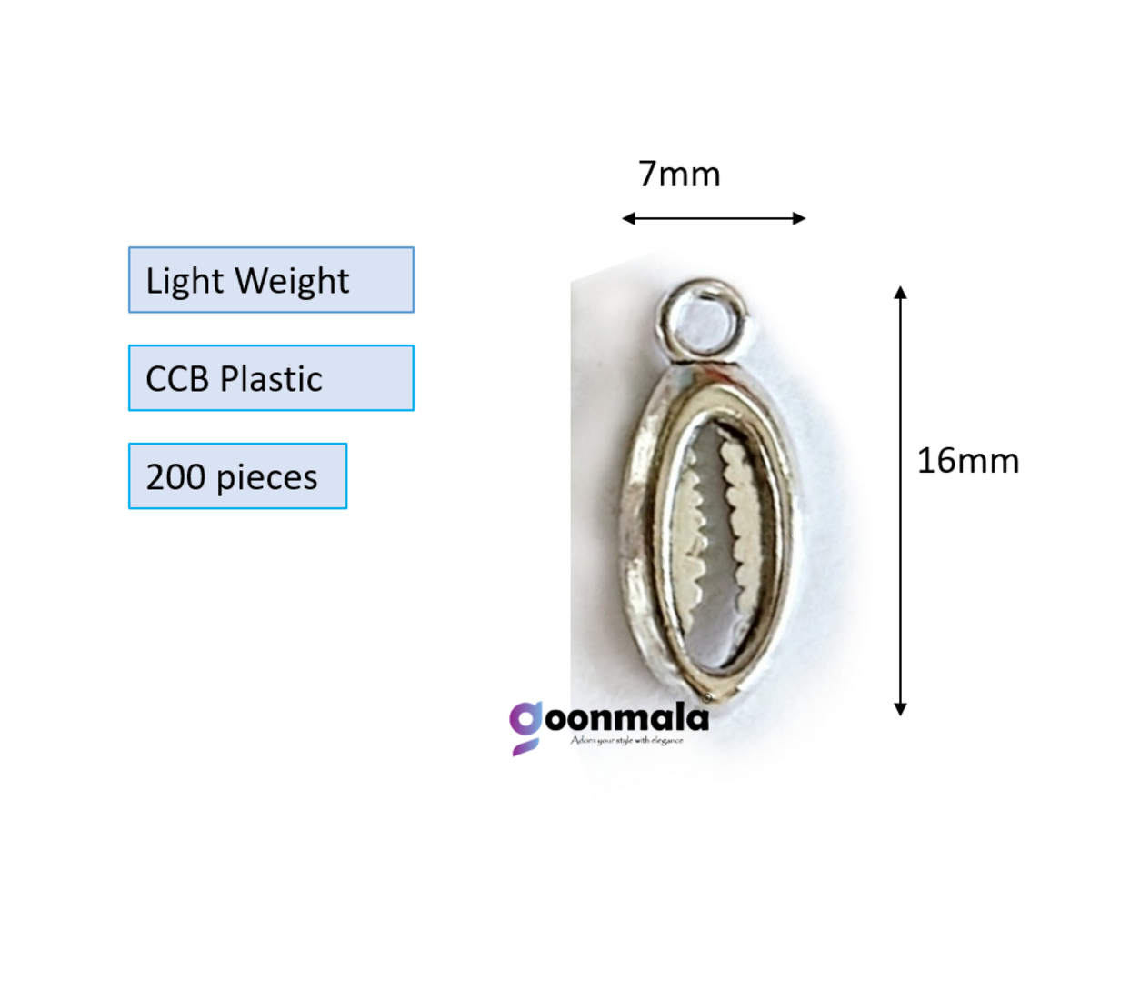 Silver Colour Artificial (Plastic) kodi/Cowrie with ring for Craft, Jewllery, Bracelet, Rakhi, Embroidery Work 200 Piece - Image 3