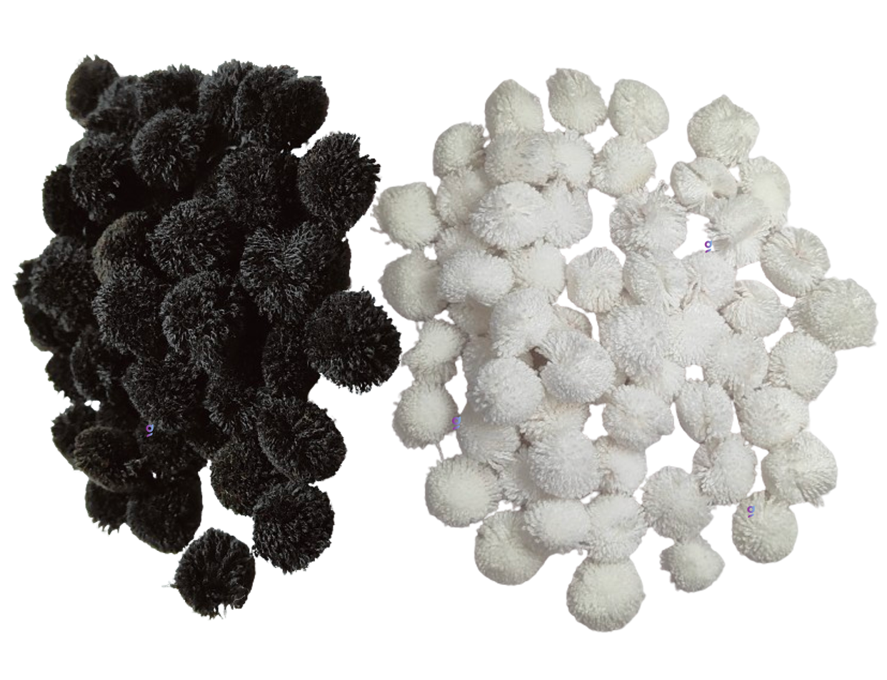Pom Pom Balls small sizes for Arts, Craft and Handicrafts woollen 100 pieces each, Black & White