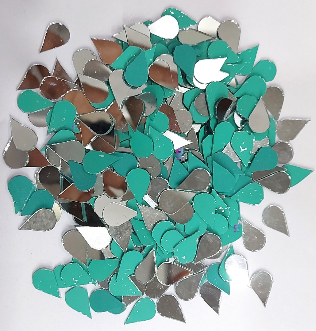 Mirror beads For Jewellery Making, Craft Work and Lippan Art Work, Silver Drop shape