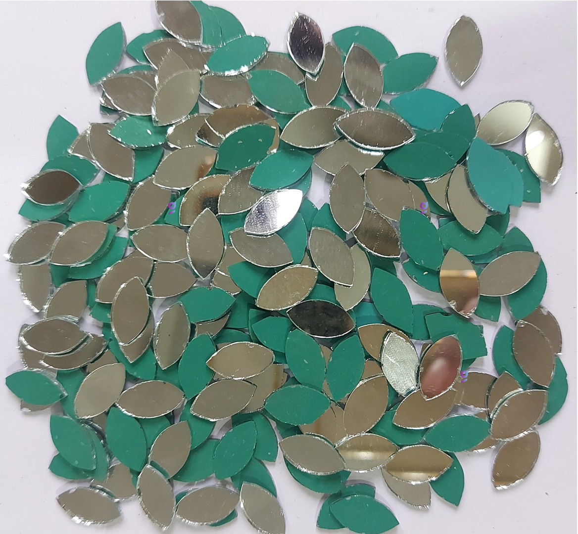 Mirror beads For Jewellery Making, Craft Work and Lippan Art Work, Silver Eye shape