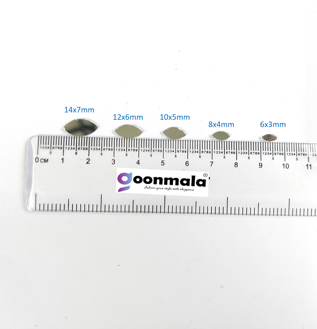 Mirror beads For Jewellery Making, Craft Work and Lippan Art Work, Silver Eye shape - Image 2