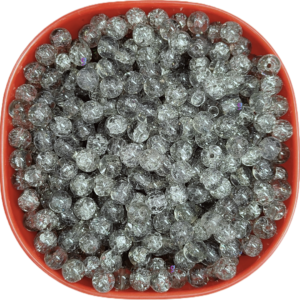 Crackle glass beads for bracelet, Rakhi, Jewellery making 8mm Gray, 100 pieces