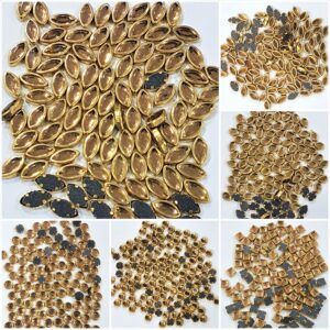 Kundan stone For Jewellery making, Bangles Embroidery Craft & Cloth Works, 6 small shape golden, 6x100 pieces