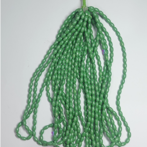 Glass beads oval shape for bracelet, Rakhi, Jewellery making, Green colour 100 pieces